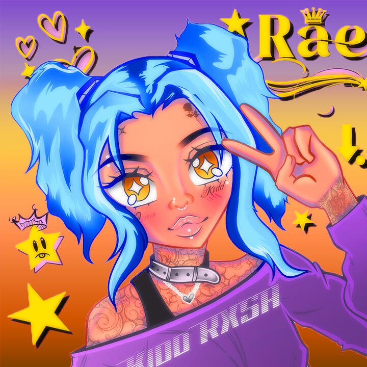 Rae Y2K — Character Illustration, 2025 Procreate · Adobe Photoshop